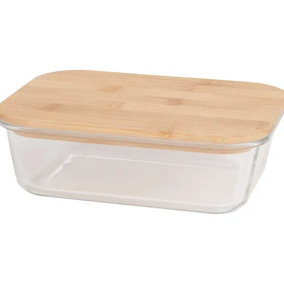 Excellent Houseware Glazen Vershoudschaal Met Bamboe Deksel