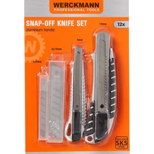 Werckmann Klapmes – Oranje, Met 5 SK5-staal Reservemessen En Riemclip, Ideaal Voor Knutselen En Snijwerk